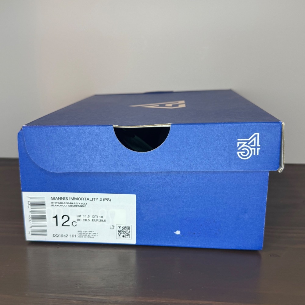 Nike Giannis Immortality 2 PS Basketball Shoes White Volt DQ1942-101 12C New - Picture 10 of 10